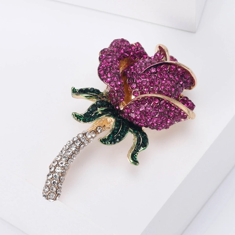 Elegante Legierung Rose Blume Brosche Für Damen Vintage Strass Eingelegt Floral Pin Hochzeit Party Mode Schmuck Zubehör