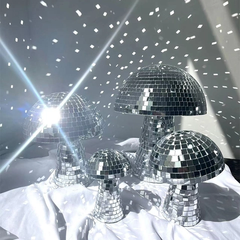 Pilz Disco Kugel Wohnkultur Glas Spiegel Handgefertigt Retro Kreativ Funkelndes Ornament Innenparty Dekoration Reflektierend