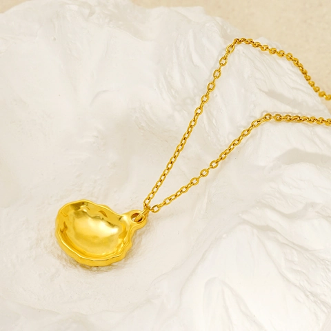 Collana Con Pendente A Conchiglia Placcata Oro 18K Acciaio Inossidabile Elegante Ispirata All'Oceano Stile Ins Gioielli Donna