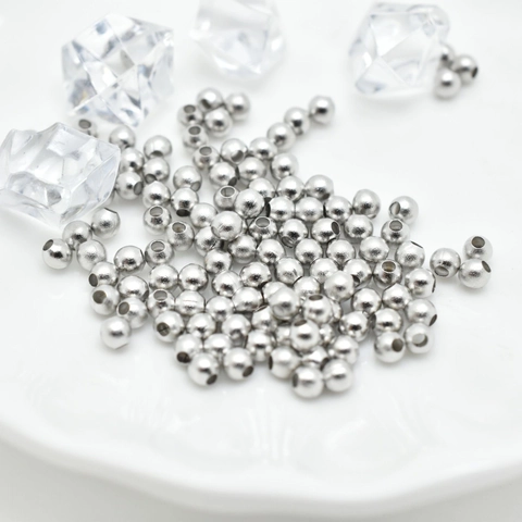 Perle Sfuse Tonde Rame Smerigliato Sabbiato Perline Distanziatrici DIY Gioielli Accessori Oro Argento