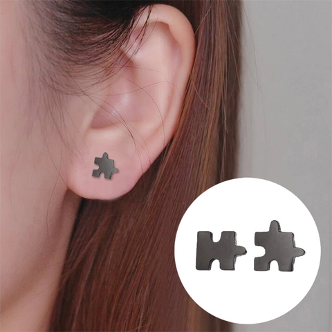 Pendientes De Botón Puzzle Acero Inoxidable Minimalista Geométrico Joyería Mujeres Hombres Metal Pulido Accesorios