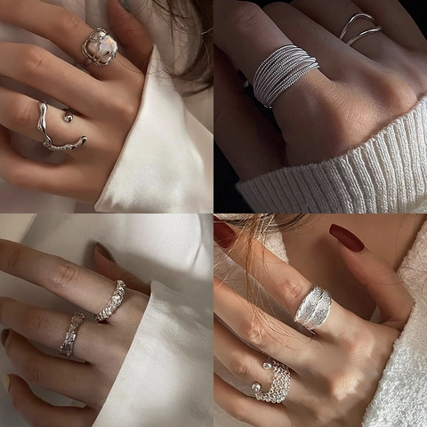 Minimalist Irregular Open Ring Copper Geometric Adjustable Faux Artificial Pearl Unique Style Jewelry For Women Simple Elegant