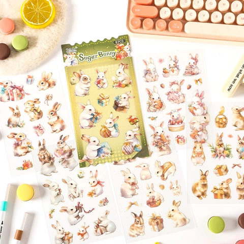 Simpatici Adesivi in PET con Animali Cartoni Animati Impermeabili Decalcomanie Decorative per DIY Journal Scrapbooking Cover Cellulare