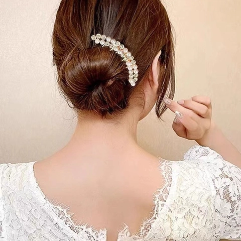 Peine De Pelo Elegante Con Perlas Artificiales Artificiales Y Diamantes De Imitación Horquilla De Aleación Accesorio De Peinado Para Bodas