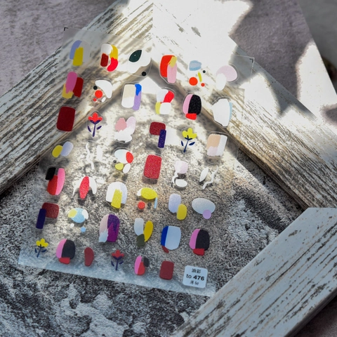 Pegatinas Para Uñas De Pintura Al Óleo Abstractas Ultra Delgadas Flexibles Adhesivas 3D Relieve Artístico Manicura