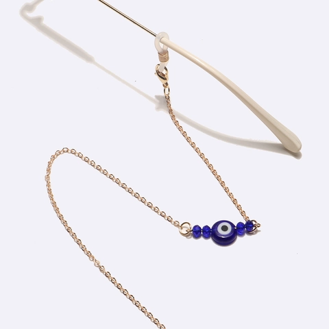 Glasses Chain Alloy Gold Evil Eye Blue Beads Non-Slip Adjustable Lanyard Sunglasses Holder For Women Men