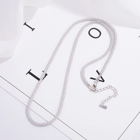 925 Sterlingsilber Zirkonia Netzgewebe Halskette Roségold Silber Galvanisiert Geometrische Verstellbare Kette Für Damen Schmuck
