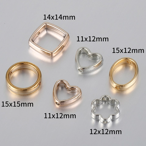 Geometric Hollow Spacer Beads Plated Plastic Heart Square Flower Shape DIY Bracelet Necklace Jewelry Making Finding