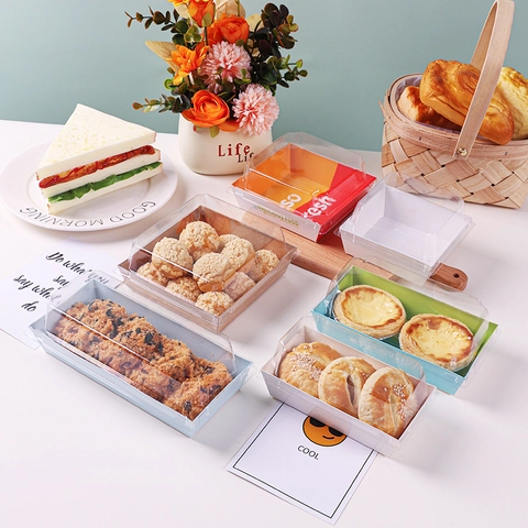 Scatole Per Sandwich Usa E Getta Con Coperchi Trasparenti PET Contenitori In Carta Per Dolci E Dessert