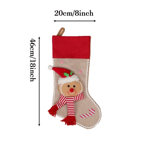 Calza Di Natale Omino Di Pan Di Zenzero Iuta Peluche Decorazione Da Appendere Ornamento Per Camino Borsa Regalo