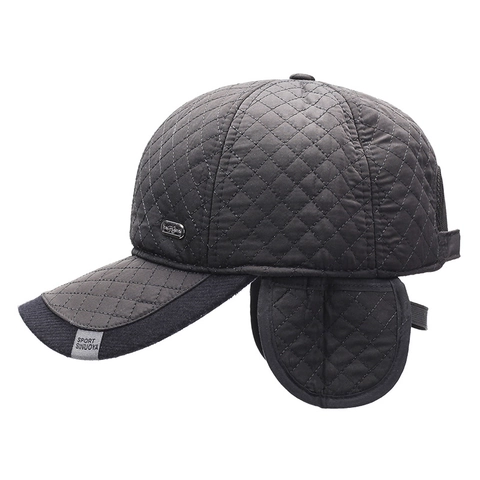 Gorra De Béisbol De Invierno Para Hombre Acolchada Cálida Con Forro Polar Orejeras Plegables Cortavientos Al Aire Libre