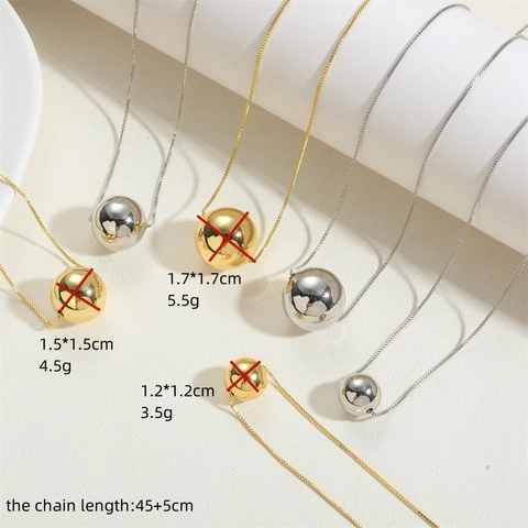 Collana Con Pendente A Sfera Rotonda Lucida Minimalista Rame Placcato Oro 14K Gioielli Delicati Per Donna