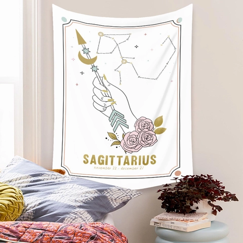 Arazzo Segni Zodiacali Poliestere Decorazione Parete Astrologia Tarocchi Decorazione Stanza Bohemien Sfondo Estetico Camera Letto