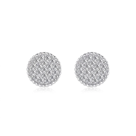 Ronde Pavé Zirkonia Oorknopjes 925 Sterling Zilver Geometrische Minimalistische Sieraden Voor Dames