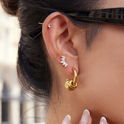 Minimalist C-Shaped Hoop Earrings For Women Stainless Steel Multi-Ring Entwined Waterproof Hypoallergenic Fashion Jewelry