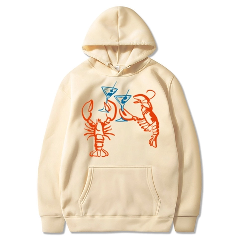 Lobster Martini Grafik Print Hoodie Langarm Kordelzug Kängurutasche Casual Neuheit Streetwear Top