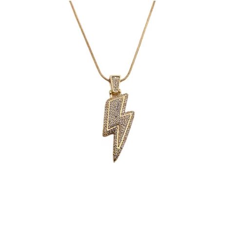 Collana Con Pendente A Fulmine Rame Zirconia Placcato Oro Catena A Serpente Gioielli Di Moda Per Donna