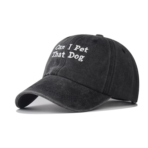 Cappello Da Baseball Ricamo Can I Pet That Dog Cotone Lavato Vintage Retrò Dad Hat Regolabile Protezione Solare Unisex