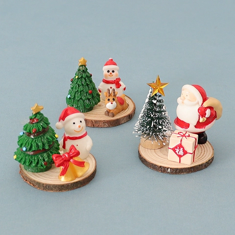 Weihnachtsminiatur Ornamente Harz Weihnachtsmann Schneemann Rentier Baum Figuren Tischpuppenhaus DIY Dekoration
