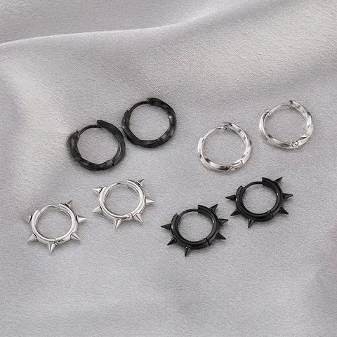 Orecchini A Cerchio In Acciaio Inossidabile Mobius Twist Spiked Punk Huggie Orecchini Per Uomo Donna Hip Hop Gioielli