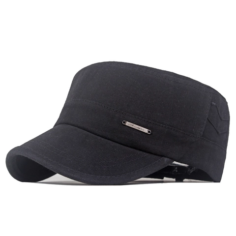 Cadet Cap Washed Cotton Military Flat Top Hat Adjustable Breathable Sun Protection Outdoor Retro Casual Style Men Women