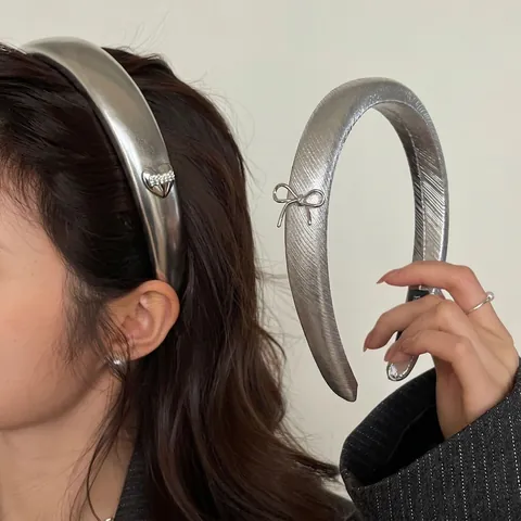Accessori Capelli Pelle PU Metallica Argento Decorazione Stella Strass Per Donne Stile Y2K Fascia Elastico Fermaglio