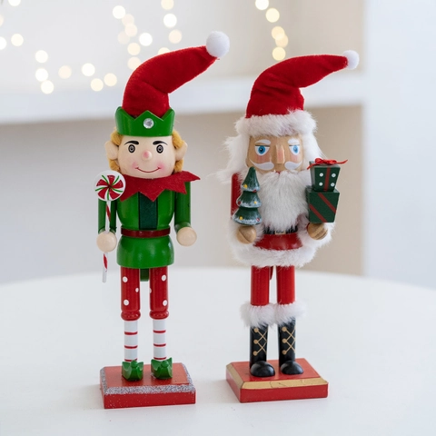 Schiaccianoci In Legno Soldato Ornamento Natale Babbo Natale Elfo Statuetta Per Scrivania Decorazione Festiva Vacanze