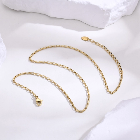 Collar de Cadena de Caja de Acero Inoxidable Minimalista Dorado Plateado Básico Gargantilla de Cadena Delgada para Mujer Joyería de Moda
