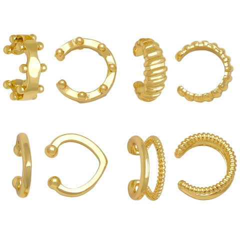 Ear Cuff Vintage Rame Placcato Oro Senza Buco Clip Osso Orecchio Gioielli Geometrici Minimalisti Per Donne