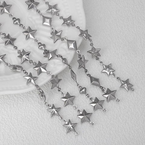 Cadena De Fabricación De Joyas DIY De Acero Inoxidable Estrella Corazón Rombo Eslabones Decorativos Para Collares Pulseras