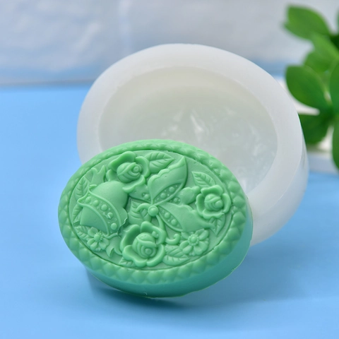 Schmetterling Rose Floral Relief Silikonform Rund Für DIY Handgemachte Seife Kerze Fondant Harz Bastelwerkzeug Weiß