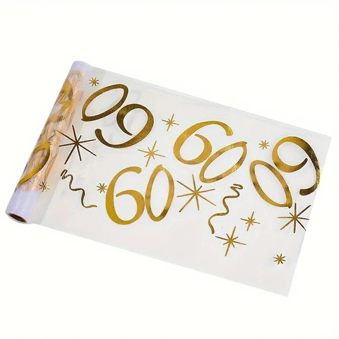 Tischläufer Netz Tüll Goldfolie Sternmuster Geburtstag Jubiläum Party Dekoration Festlich Elegant Feier