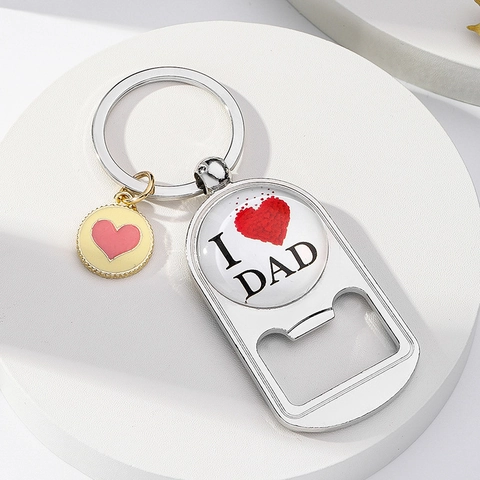 Portachiavi Apribottiglie Lega Di Zinco Cupola Di Vetro Cuore Stampato Regalo Festa Del Papà Creativo Portatile Per Papà