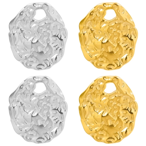 Onregelmatige Gehamerde Hanger 304 Roestvrij Staal Lava Ovaal Vorm Voor DIY Ketting Sieraden Maken