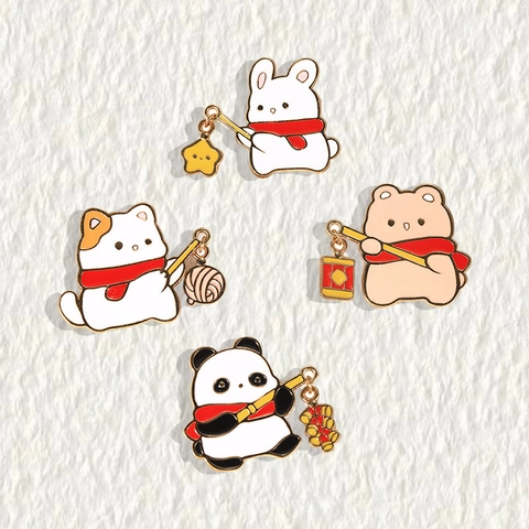 Spilla In Smalto Animali Cartoni Animati Lega Carino Panda Coniglio Gatto Pin Per Decorazione Zaino Vestiti Stile Giapponese