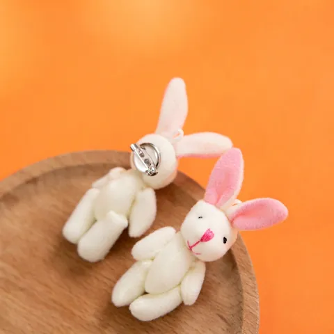 Mini Plüsch Hase Anhänger Brosche Pin Niedlich Weißes Kaninchen Handgefertigt Für Weihnachtsbaum Dekoration Tasche Accessoire