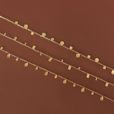 Minimalistische Geometrische Anhänger Halskette Aus Titanstahl Vergoldet Einfacher Modeschmuck Für Damen
