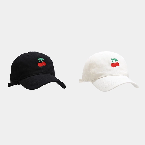Cappello Da Baseball Ricamo Ciliegia Cotone Regolabile Dad Hat Protezione Solare Casual Soft Top Esterno Donna Uomo