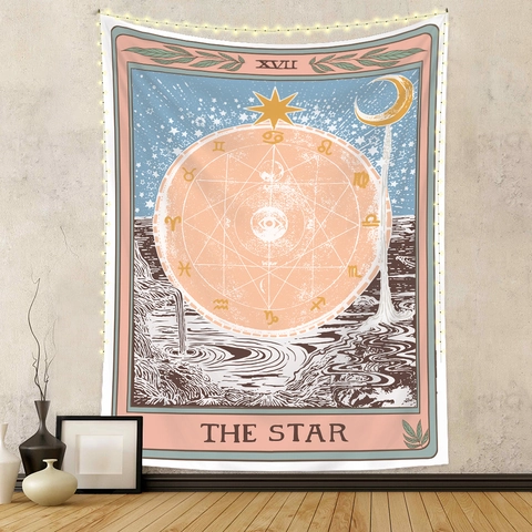 Arazzo Da Parete Carta Dei Tarocchi Poliestere Stile Boho Astrologia Misteriosa Tessuto Appeso Camera Letto Soggiorno