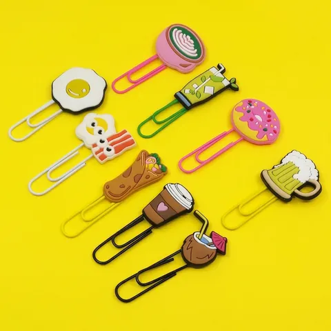 Cartoon Paper Clips Decorative Bookmarks PVC Metal Food Animal Shaped Colorful Novelty Student Office Stationery