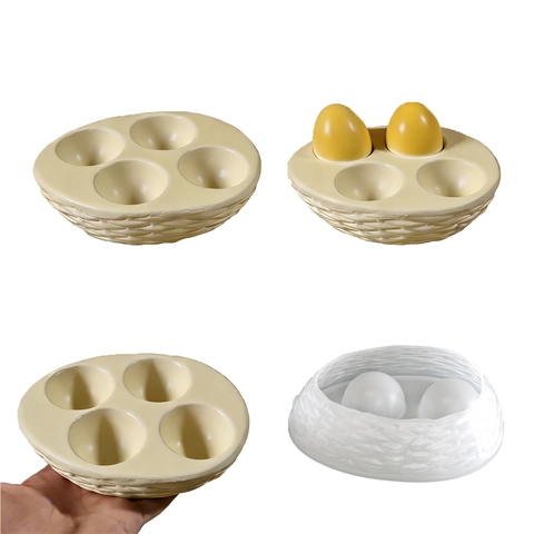Woven Basket Egg Grid Silicone Mold DIY Resin Craft Easter Storage Box Decorative Kitchen Organizer