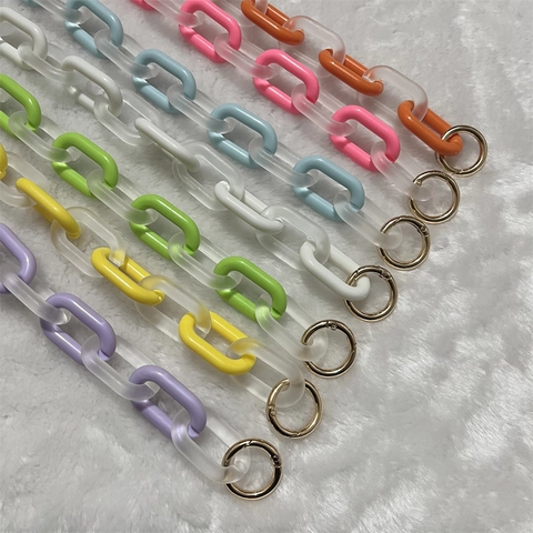 Acrylic Bag Strap Chain Replacement Frosted And Glossy Link Shoulder Handle With Alloy Spring Clasp For DIY Accessory