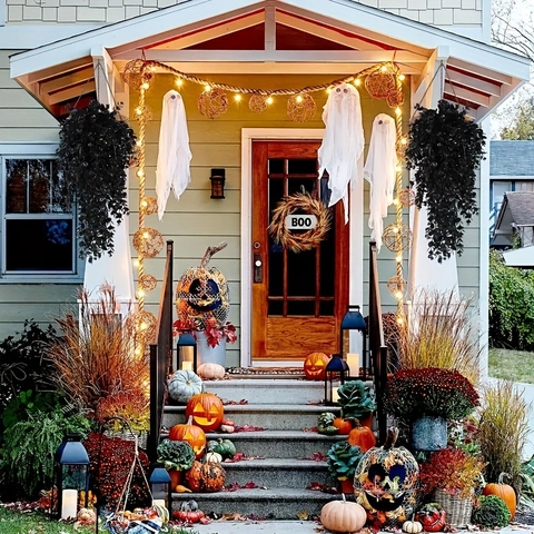 Kunstmatige Zwarte Eucalyptus Hangplant Kunststof Realistische Boom Voor Halloween Horror Gothic Home Party Voordeur Decoratie