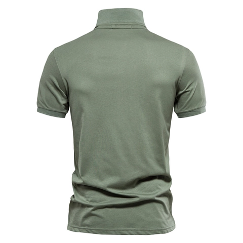 Polo Da Uomo Manica Corta Puro Cotone Piqué Colletto Revers Ricamo Leone Business Casual Moda Top