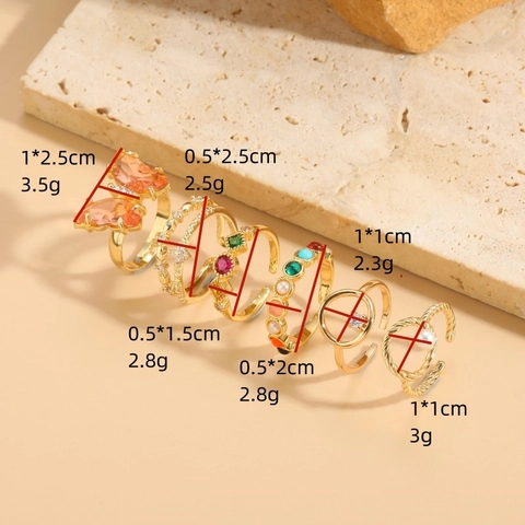 Anelli Aperti Regolabili Per Donna Farfalla Geometrico Zircone Perla Artificial ABS Resina Rame Placcato Oro 14K Gioielli