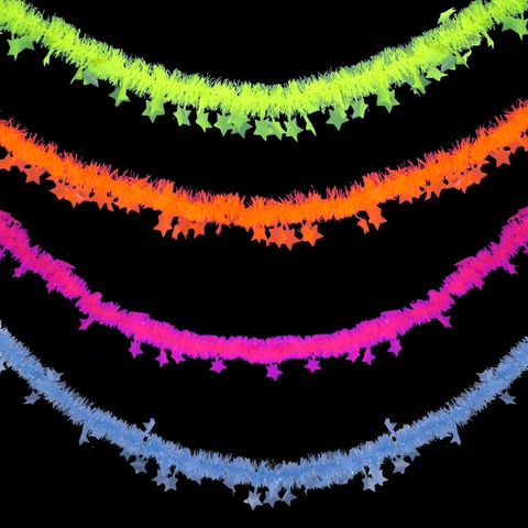 Ghirlanda Luccicante Fluorescente Con Pendenti a Stella UV Glow Pentagramma Neon Decorazione Appesa Per Festa Compleanno Club