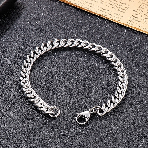 Collar De Cadena Cubana Acero Inoxidable Minimalista Hip Hop Streetwear Joyería Para Hombres Mujeres