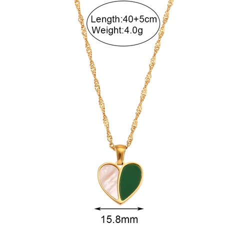 Collier Pendentif Coeur Acier Inoxydable Nacre Coquillage Patchwork Bijoux Élégants Pour Femmes
