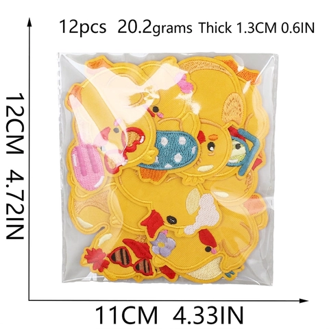Cartoon Gelbe Ente Stickerei Patches Süße Tier Aufbügeln Aufnähen Applikation Für Kinderkleidung DIY Deko Stoff