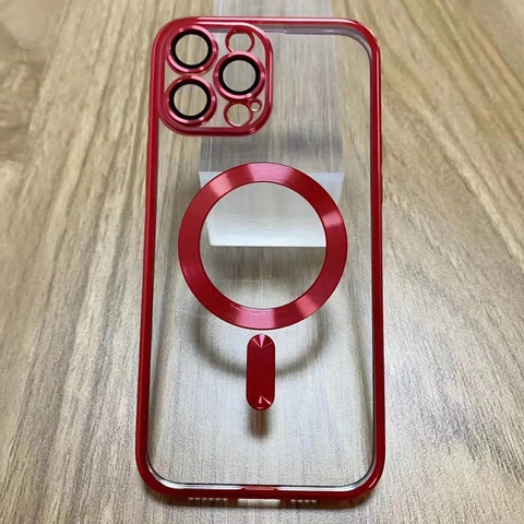 Magnetic Clear Phone Case For iPhone 16 15 14 13 12 11 Pro Max Electroplated Lens Protection Shockproof TPU PC Cover